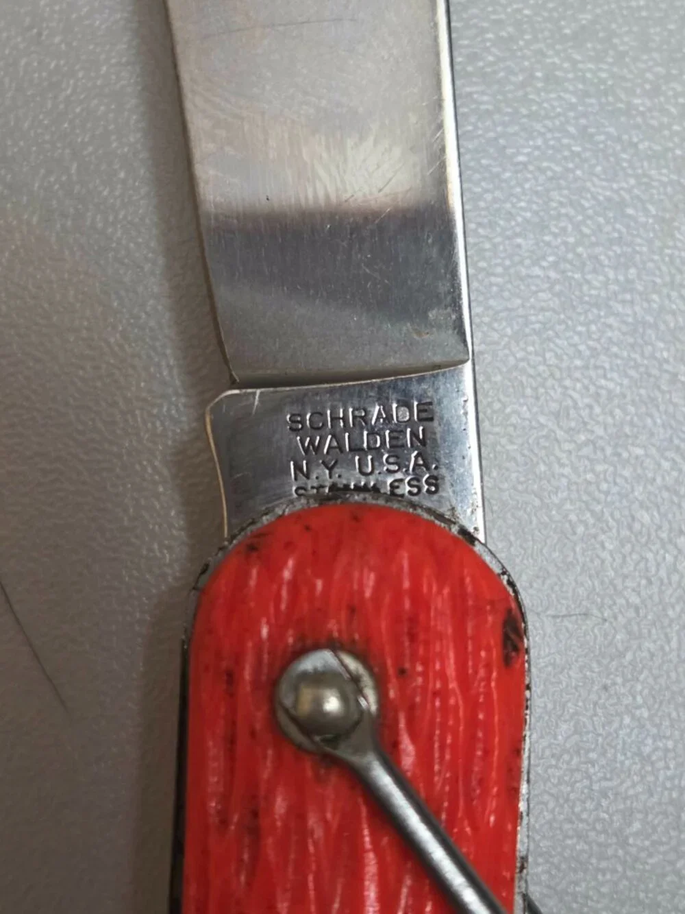 vintage schrade walden mc1 military orange folding knife usa